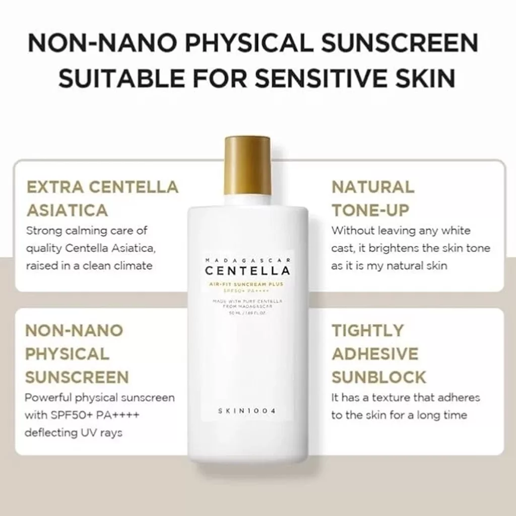 ضد آفتاب فلوئیدی ایر فیت پلاس سنتلا اسکین 1004 SPF50 رنگ لایت حجم 50 میل SKIN 1004 – Madagascar Centella Air-Fit Suncream Plus