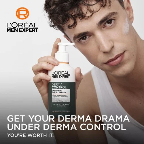 ژل پاک کننده پوست درما کنترل مردانه لورال مدل MEN حجم 260 میل MEN EXPERT DERMA CONTROL purifying cleansing gel