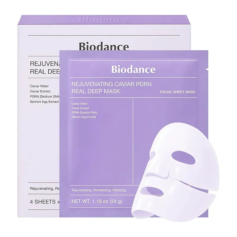 ماسک ورقه‌ای ضدچروک و آبرسان PDRN و خاویار بایودنس (4 ورق) Biodance Rejuvenating Deep Mask