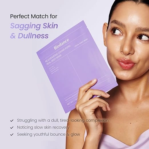 ماسک ورقه‌ای ضدچروک و آبرسان PDRN و خاویار بایودنس (4 ورق) Biodance Rejuvenating Deep Mask