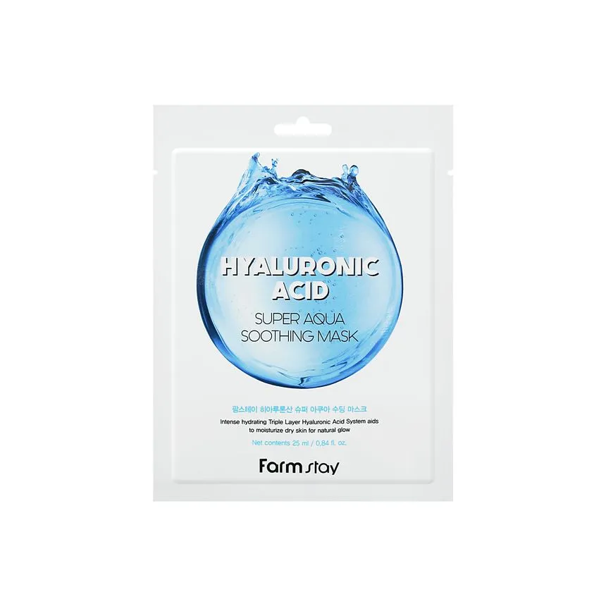 ماسک ورقه ای هیالورونیک اسید فارم استی (جدا شده از پک) – آبرسان قوی و مرطوب کننده FARMSTAY Hialoronic acid Super Aqua Skase