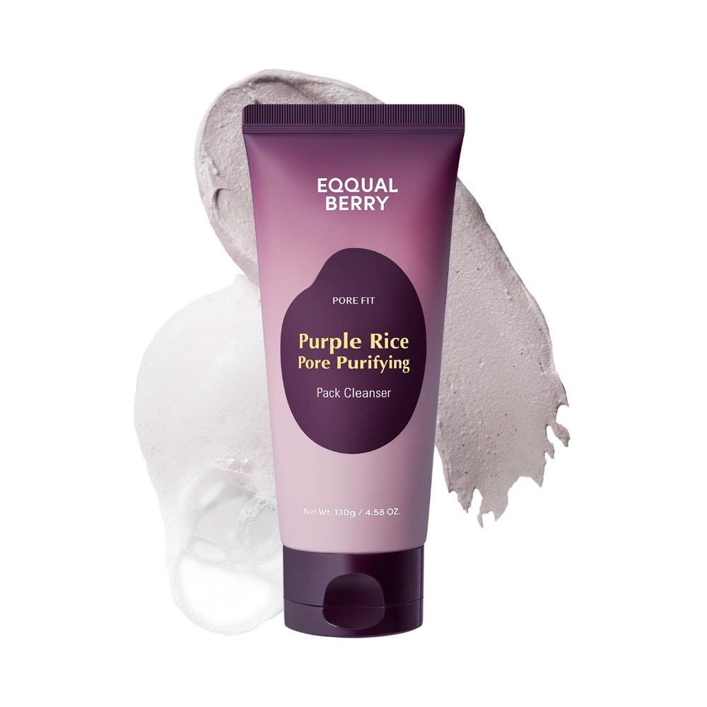 شوینده پاک‌کننده منافذ برنج بنفش اکوال بری حجم 130 گرم Eqqualberry Purple Rice Pore Purifying Pack Cleanser