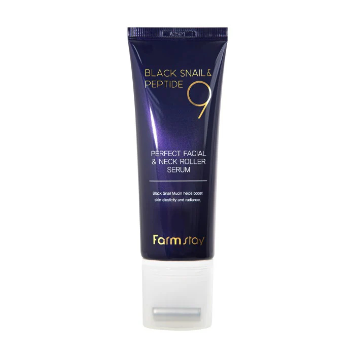 سرم غلتکی صورت و گردن فارم‌ استی حلزون سیاه و پپتید ۹، Farmstay Black Snail & Peptide 9 Perfect Facial & Neck Roller Serum 100ml