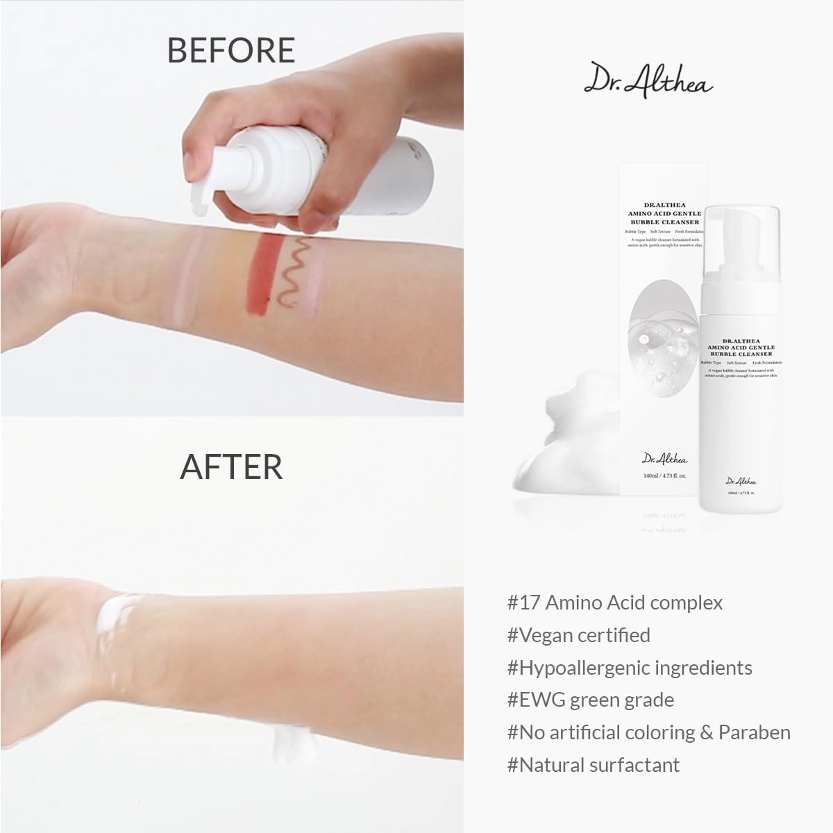 فوم شستشوی حبابی آمینو اسید دکتر التیا حجم 140 میل Dr. Althea Amino Acid Gentle Bubble Cleanser