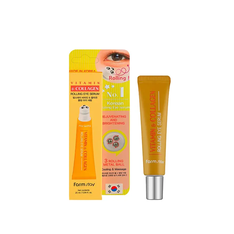 سرم دور چشم رولی ویتامین و کلاژن فارم استی حجم 25 میل Farm Stay Vitamin & Collagen Rolling Eye Serum