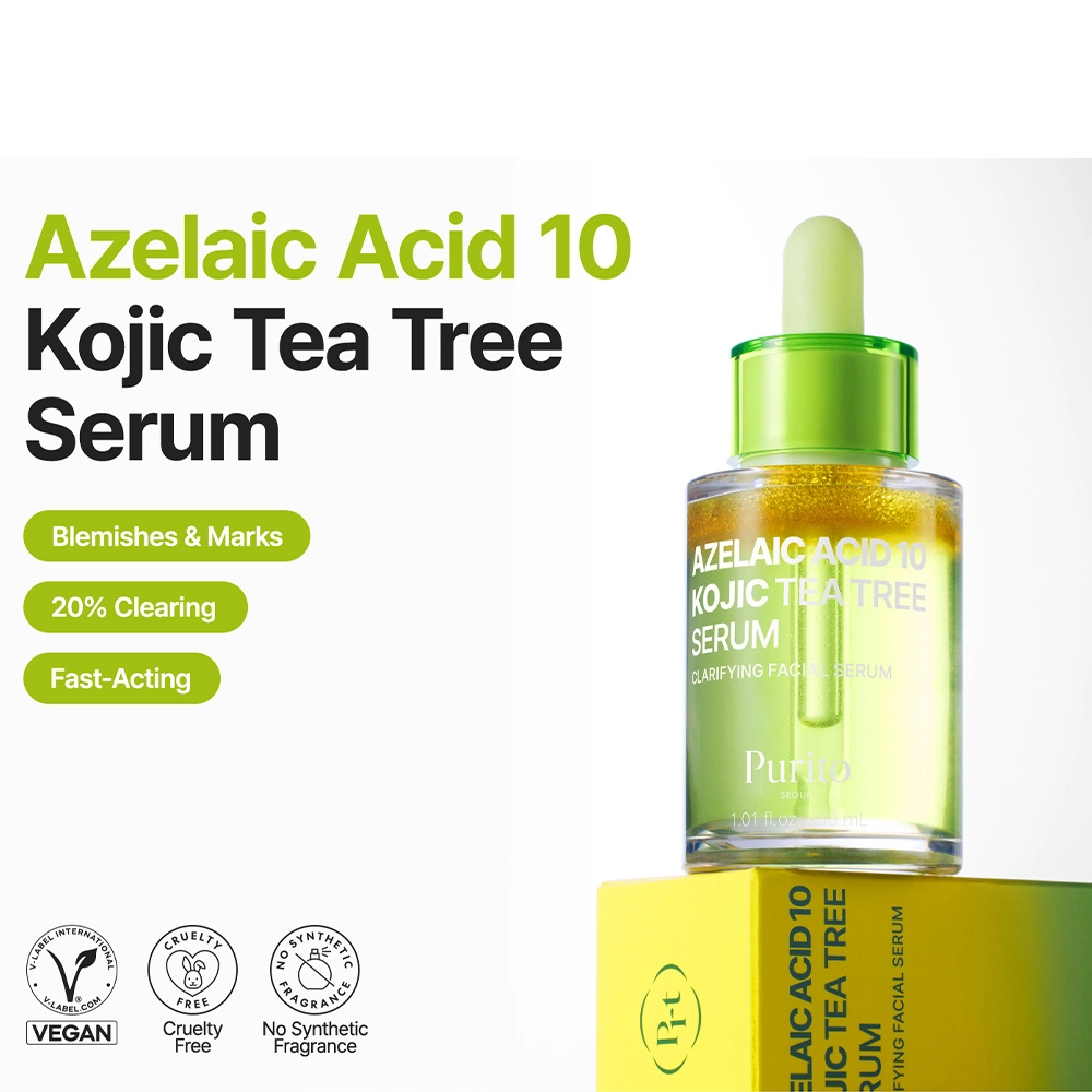 سرم آزلائیک اسید 10 درصد کوجیک اسید و تی تری پوریتو ضد لک و جوش حجم 30 میل Purito Azelaic Acid 10 Kojic Tea Tree Serum