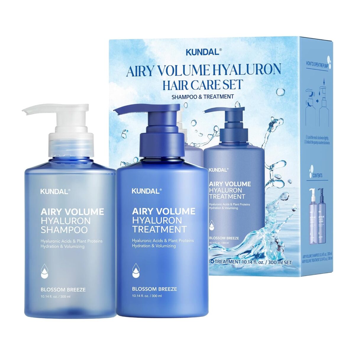 ست شامپو و ماسک مو کوندال آبرسان و حجم دهنده 300 میل KUNDAL Airy Volume Hyaluron Shampoo and Conditioner Set