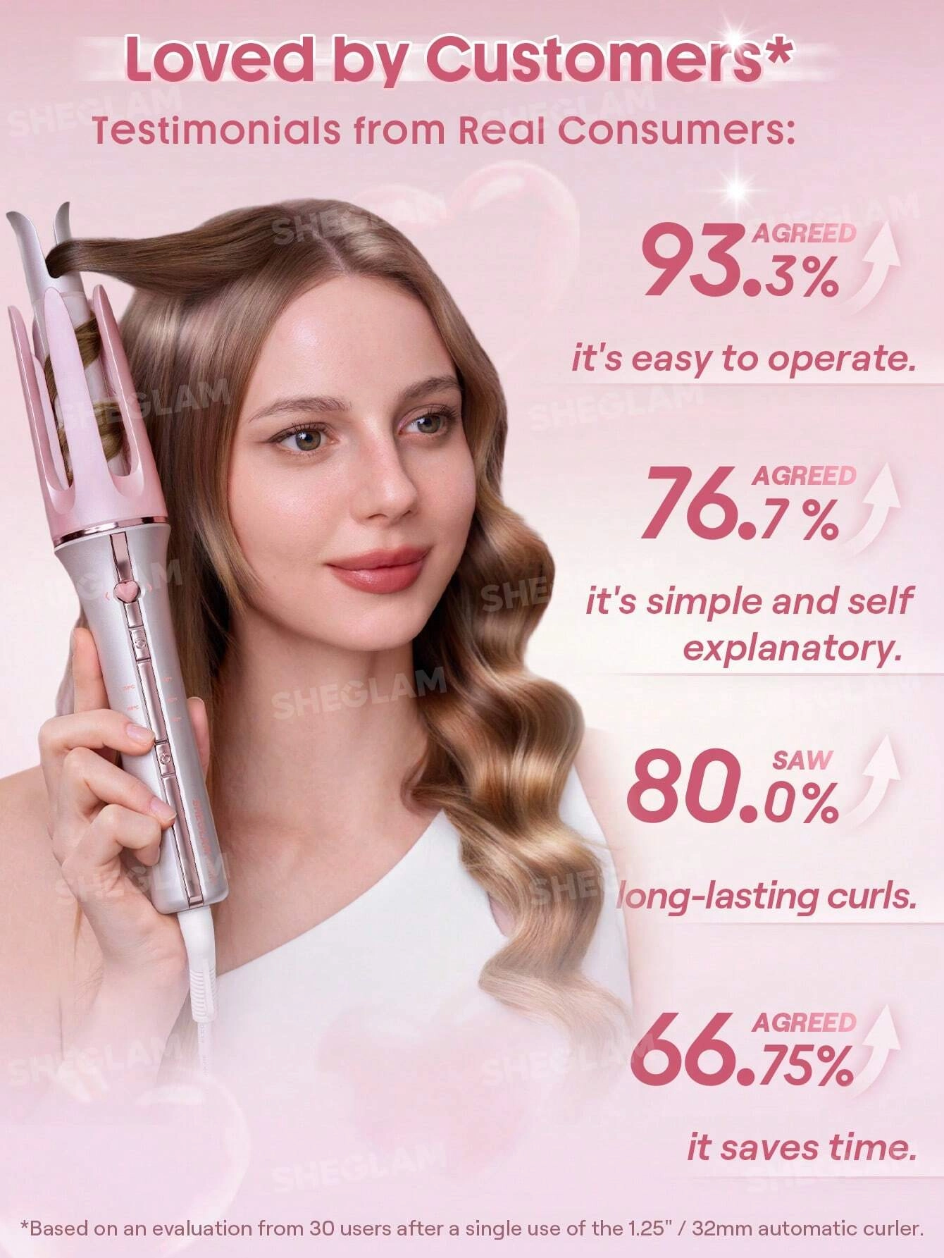 دستگاه فر کننده مو شیگلم مدل SHEGLAM Cupid’s Charm One-Touch Instant Curler 32mm