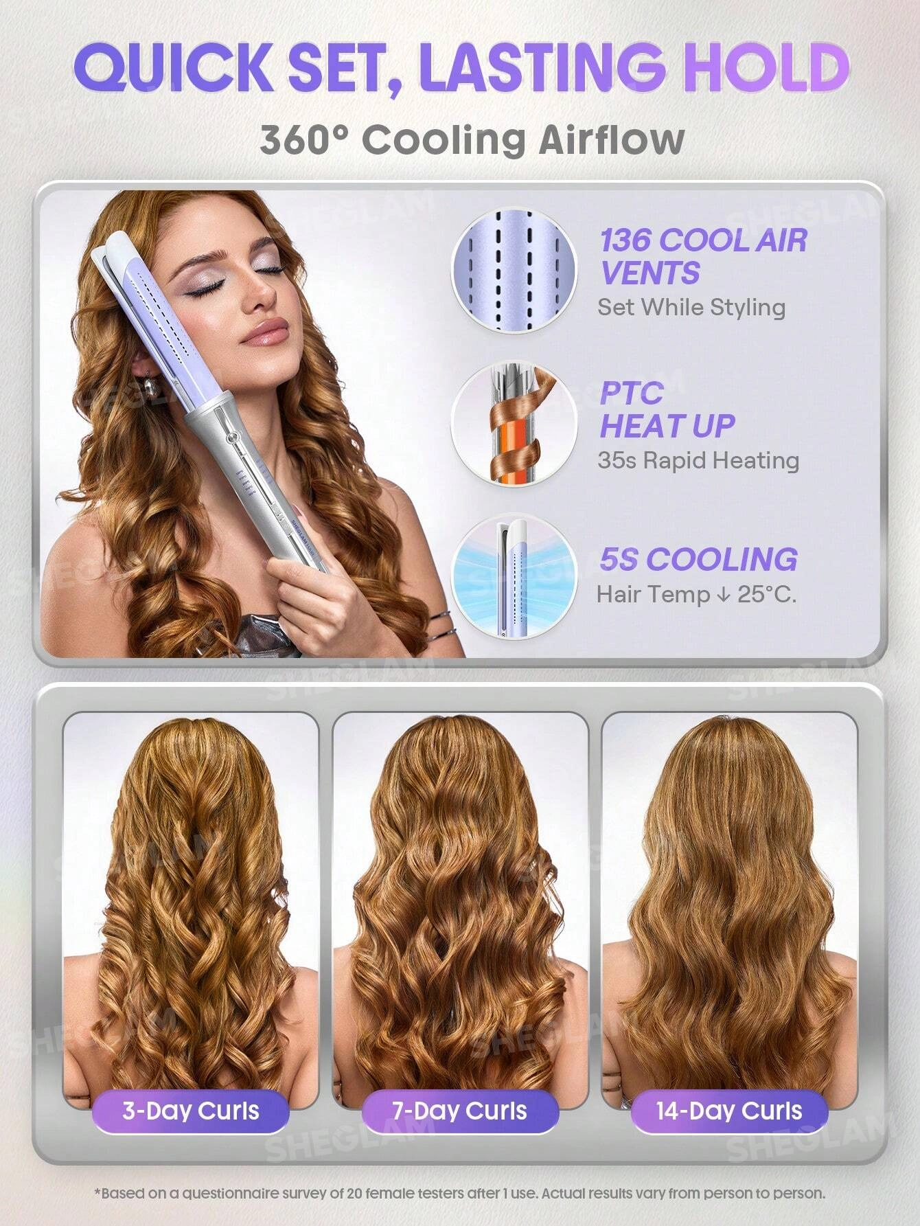 دستگاه فر کننده مو شیگلم مدل SHEGLAM One-Touch Airflow Styler 25mm